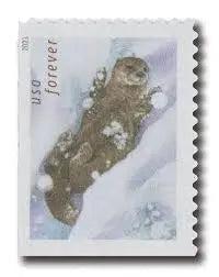 2021 USa Forever Otters in Snow Stamps
