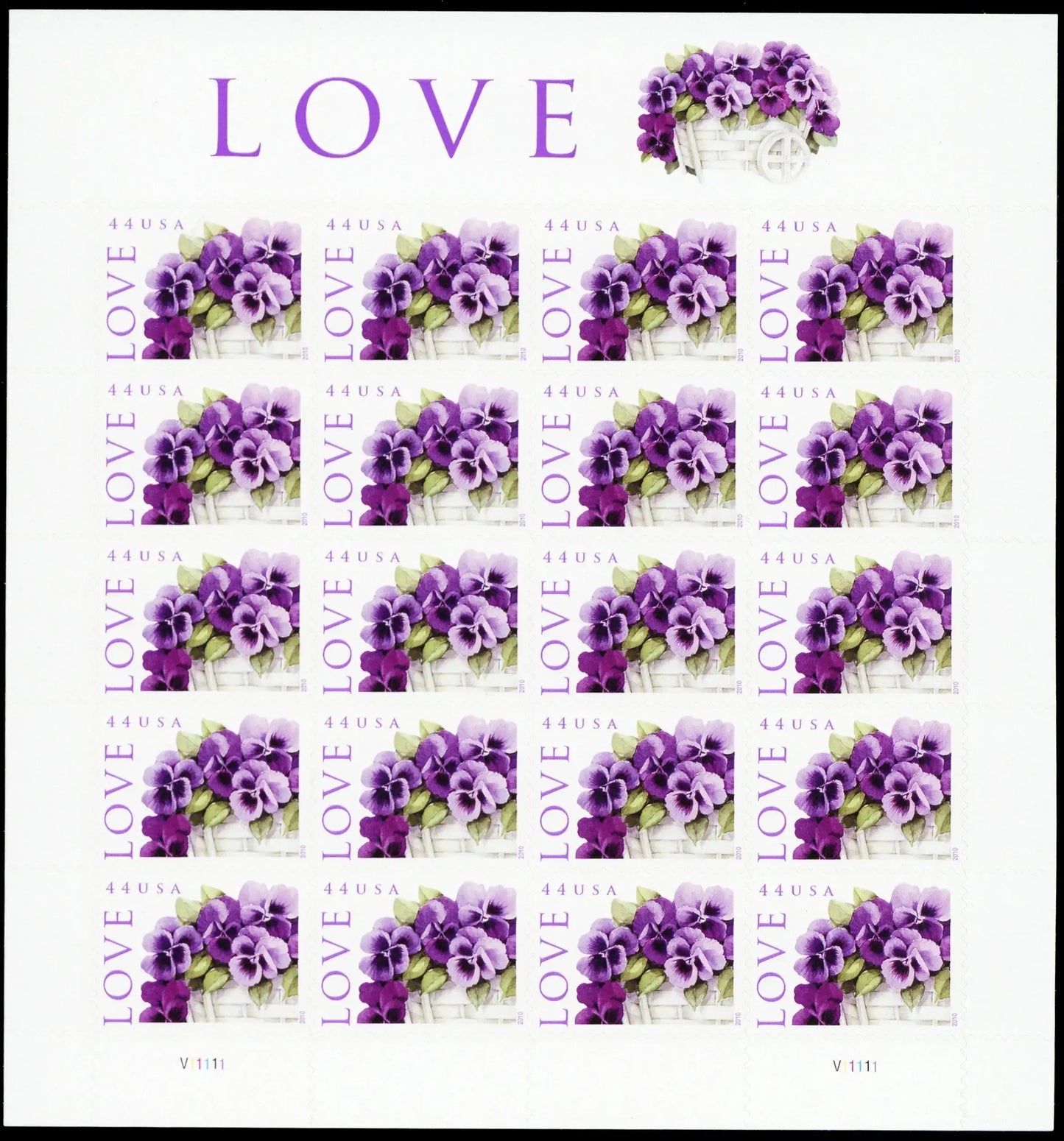 2010 USa Forever LOVE: Pansies in a Basket Collectible Stamp