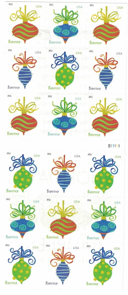 2011 USa Forever Holiday Baubles Stamps