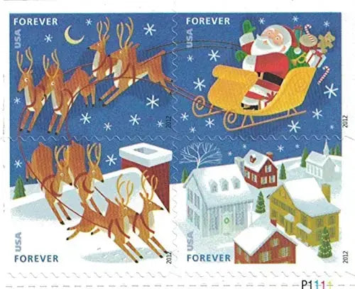 2012 USa Forever Stamp Santa & Sleigh Stamps