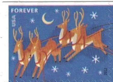 2012 USa Forever Stamp Santa & Sleigh Stamps