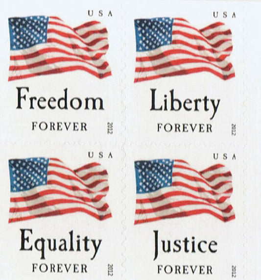 2012 USa Forever stamps four flags