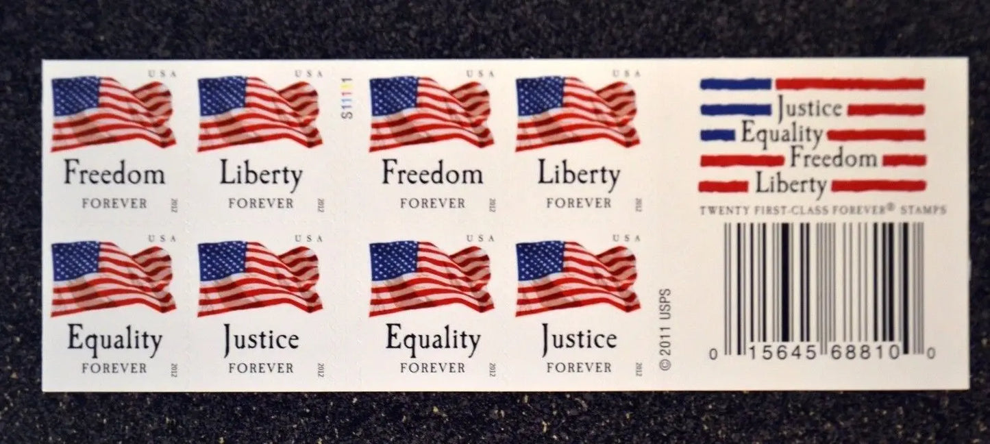 2012 USa Forever stamps four flags