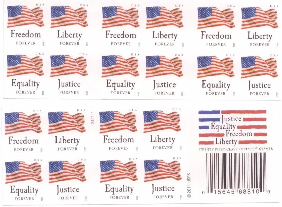 2012 USa Forever stamps four flags