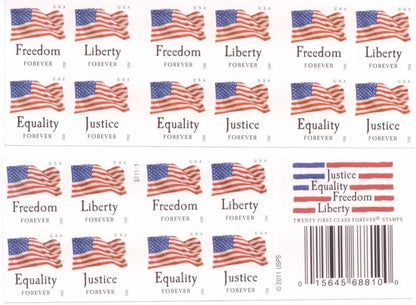 2012 USa Forever stamps four flags