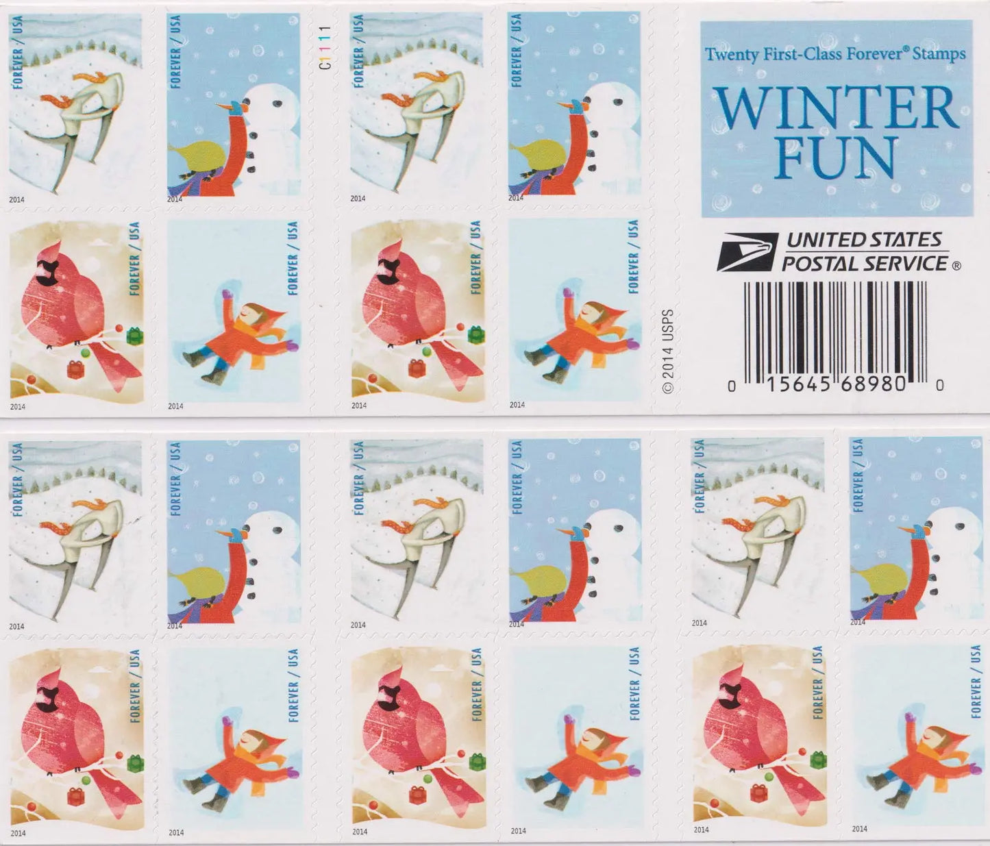 2014 USa Forever Winter Fun Stamps