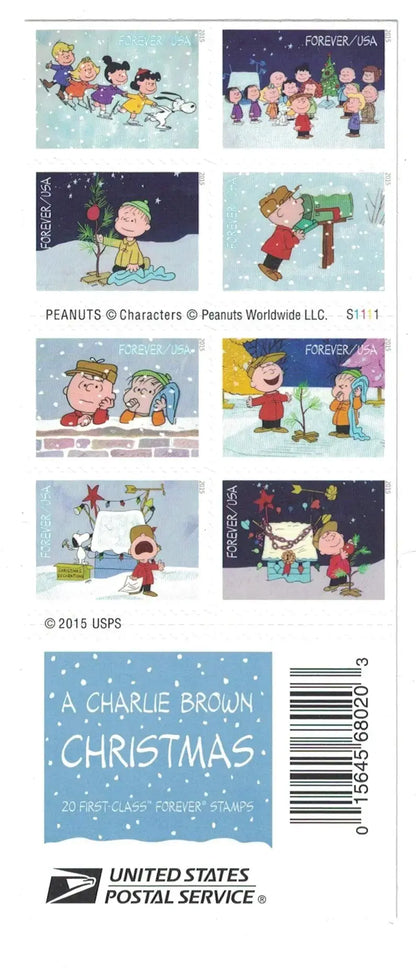 2015 USa Forever Charlie Brown Xmas Stamps