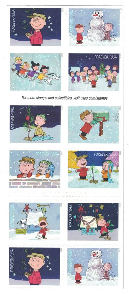 2015 USa Forever Charlie Brown Xmas Stamps