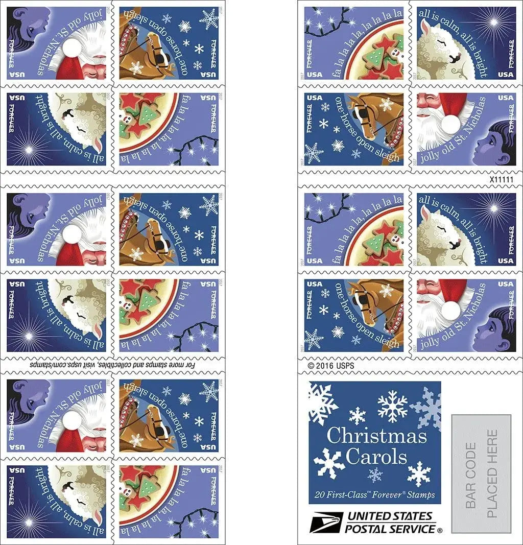 2017 USa Forever Christmas Carols Stamps