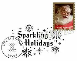 2018 USa Forever Sparkling Holidays Santa Stamp