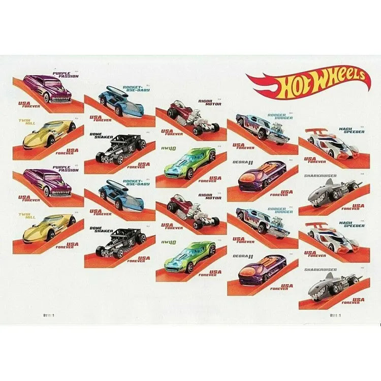 2018 USa Forever Hot Wheels Stamps