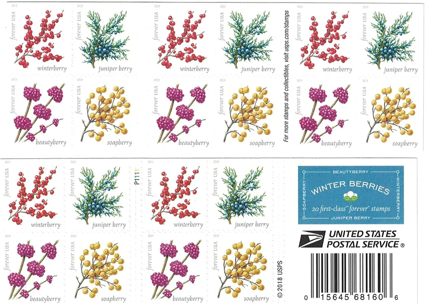 2019 USa Forever Winter Berries Stamps