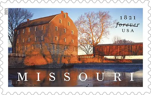 2021 USa Forever missouri statehood bollinger mill burfordville covered bridge stamp