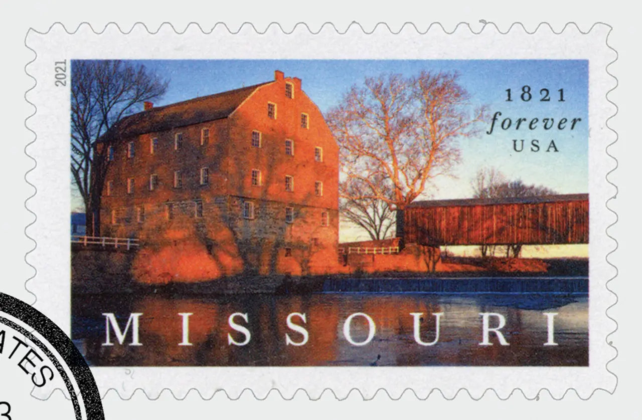 2021 USa Forever missouri statehood bollinger mill burfordville covered bridge stamp