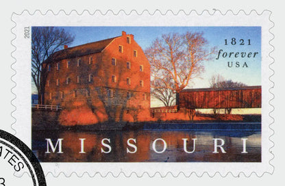 2021 USa Forever missouri statehood bollinger mill burfordville covered bridge stamp