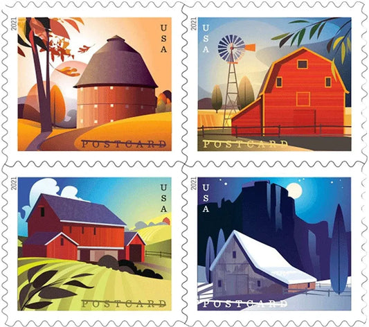 2021 USa Forever barns postcard stamp