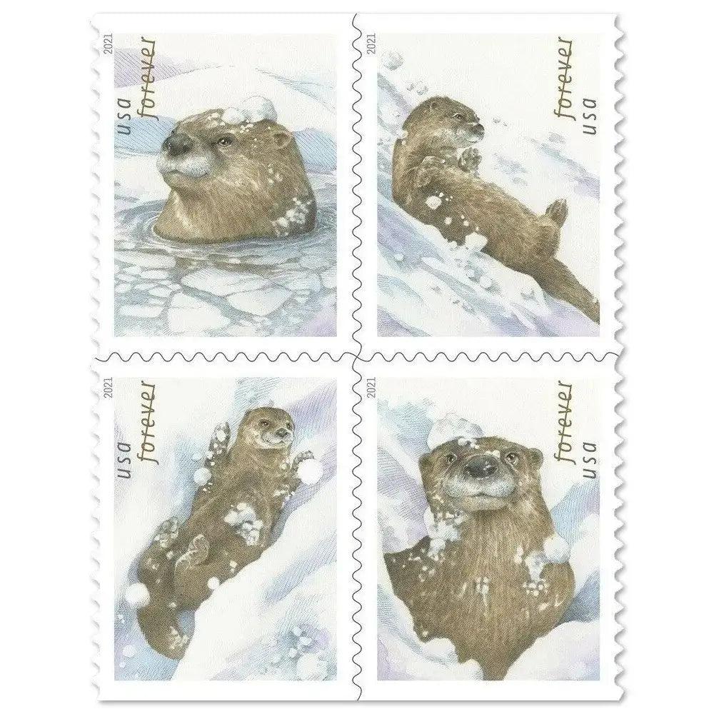 2021 USa Forever Otters in Snow Stamps