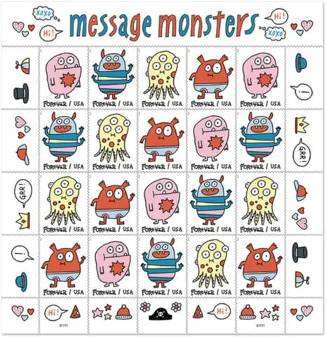 2021 USa Forever Message Monsters Stamps