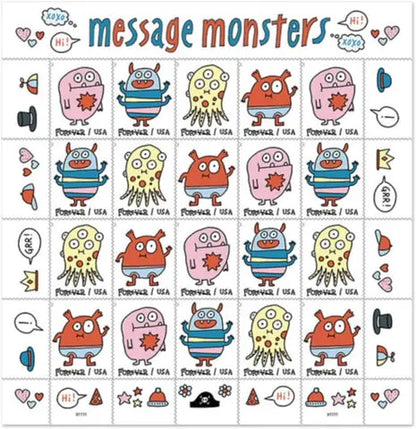 2021 USa Forever Message Monsters Stamps