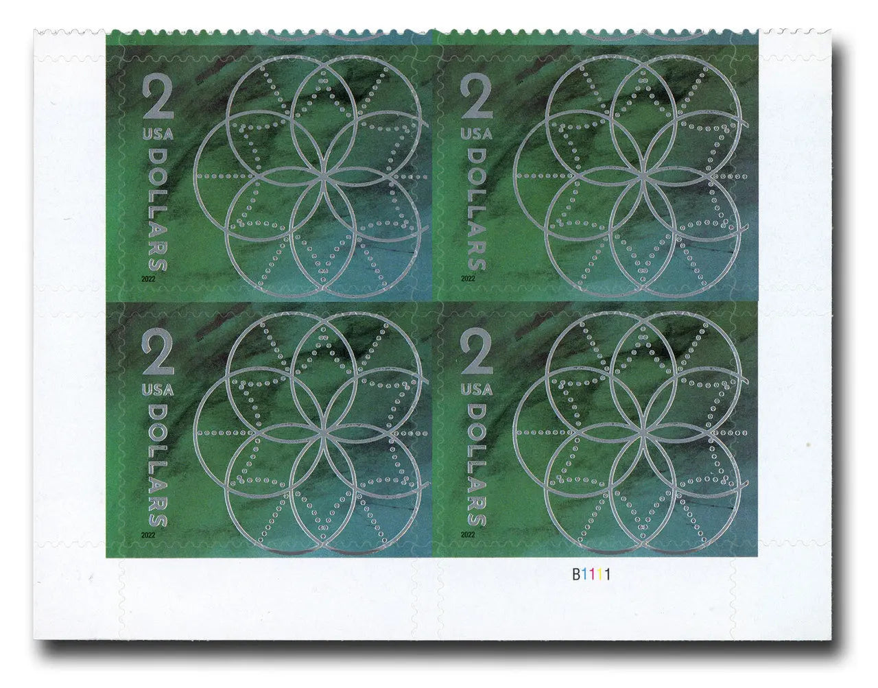 2022 USa Forever two dollar floral geometry stamps
