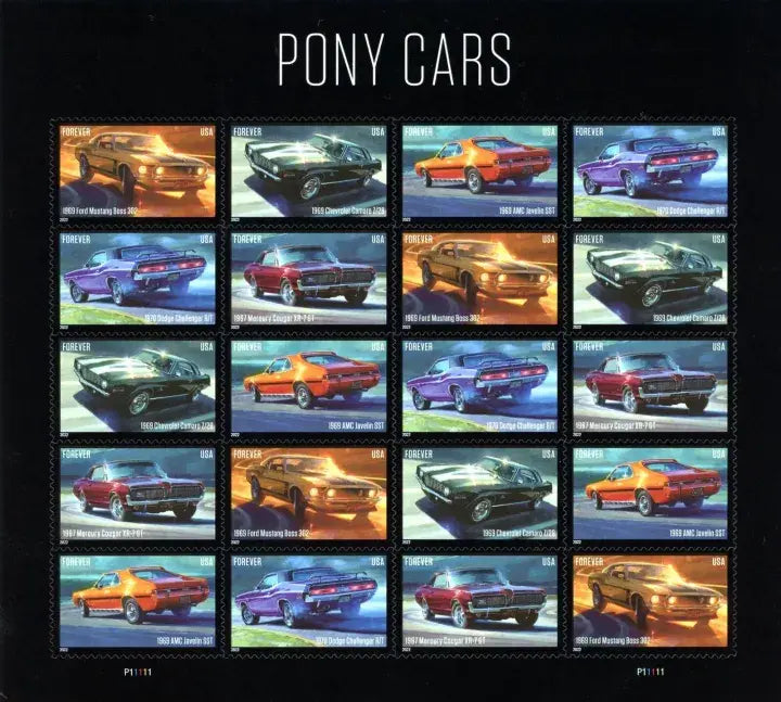 2022 USa Forever PONY CAR 2022 USPS Pony Cars Stamps