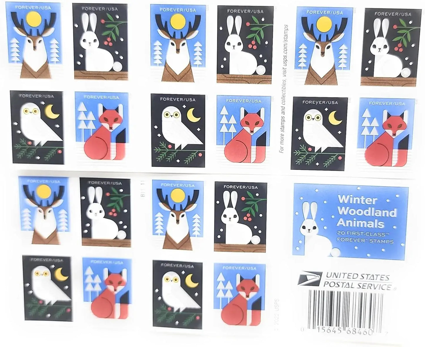 2023 USa Forever Winter Woodland Animals Stamps