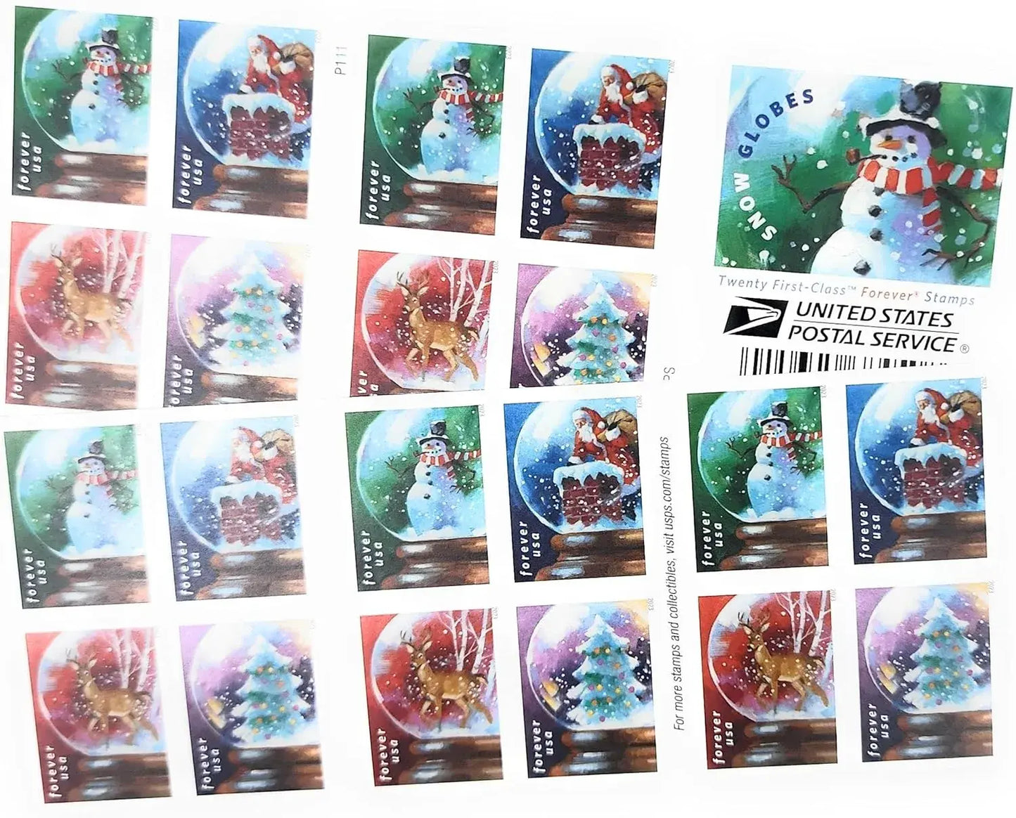 2023 USa Forever Snow Globes Booklet Stamps
