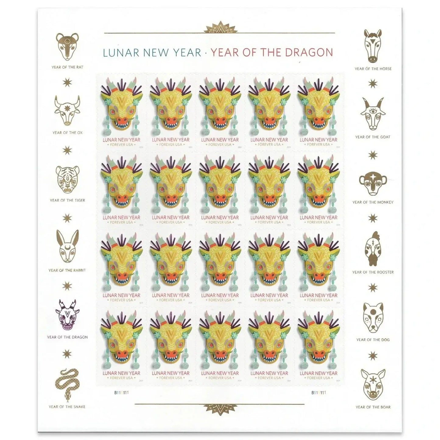 2024 USa Forever Lunar New Year Stamps - the Year of the Dragon