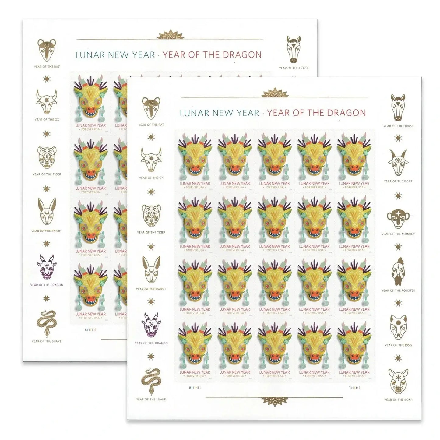 2024 USa Forever Lunar New Year Stamps - the Year of the Dragon