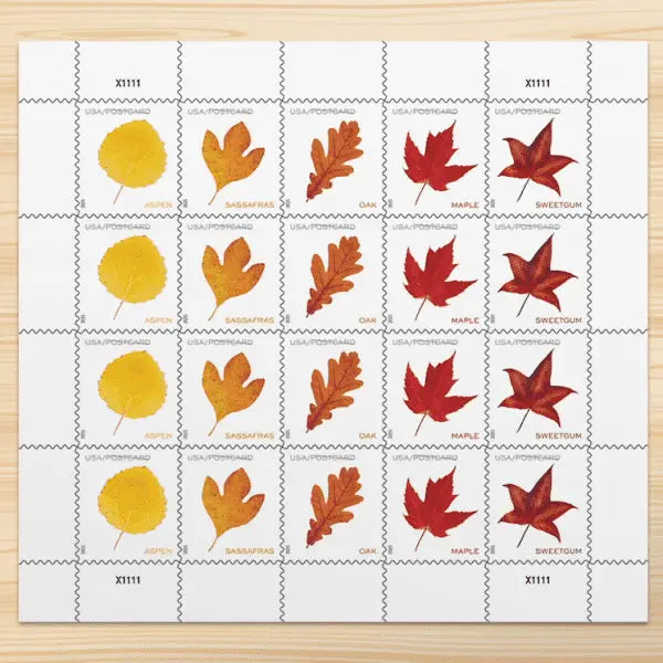 2025 USa Forever Vibrant Leaves Postcard Stamps