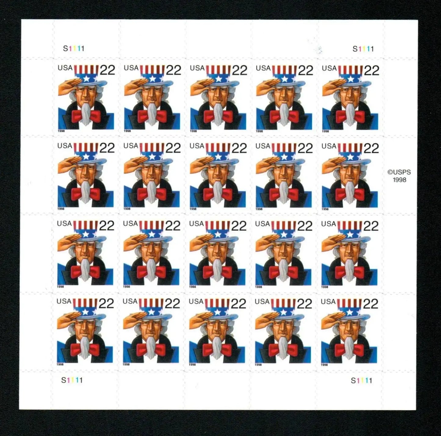 1998 USa Forever Uncle Sam Postage Stamps