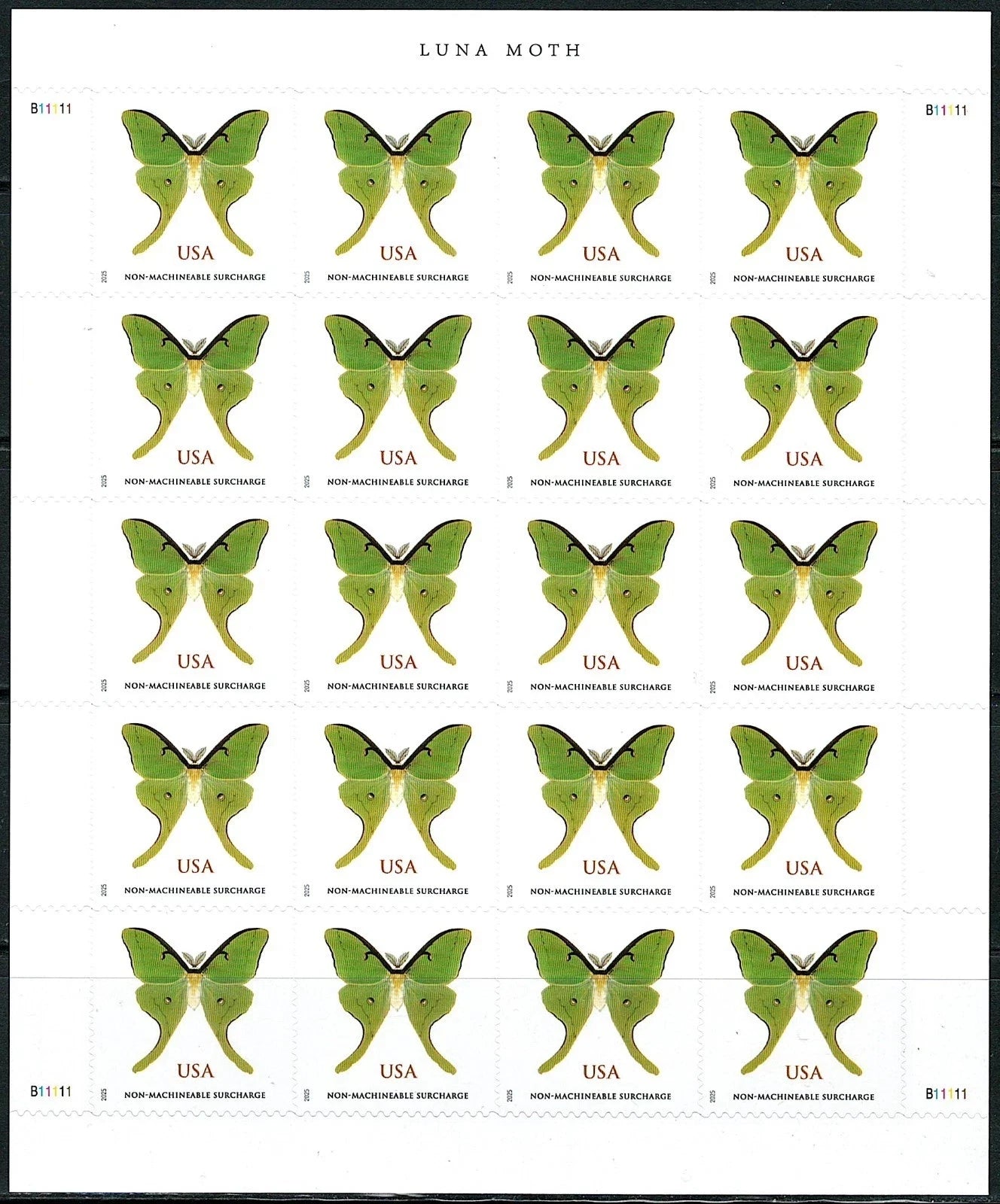 2025 Luna Moth Nonmachineable Surcharge stamps